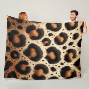 Beige & Zwarte Luipaardbont Dierenprint Stippen Fleece Deken