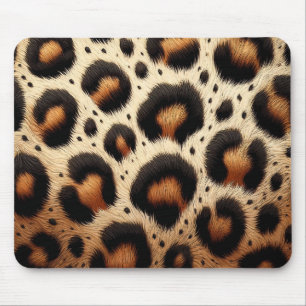 Beige & zwarte luipaardbont dierenprint stippen muismat