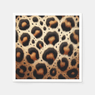 Beige & Zwarte Luipaardbont Dierenprint Stippen Servet