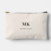 Beige zwarte monogram initialen naam etui (Voorkant)