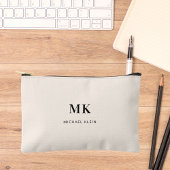 Beige zwarte monogram initialen naam etui