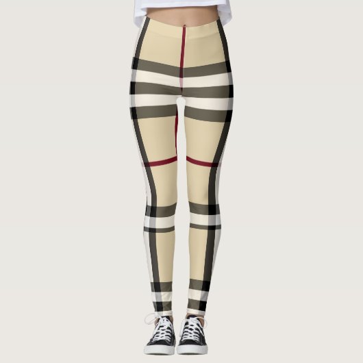 Beige/zwarte/rode/witte spelige Leggings (Voorkant)