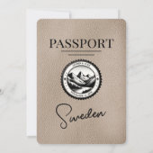 Beige Zweden Paspoort Huwelijksuitnodiging Kaart (Achterkant)