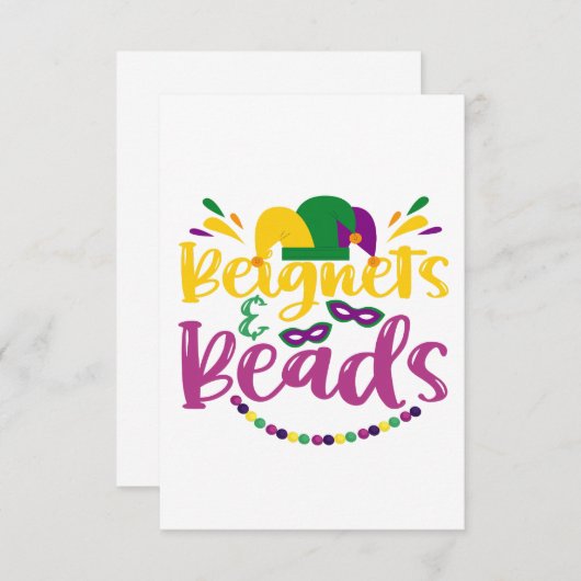 Beignets & Beads Grappig Mardi Gras Carnavalscadea Bedankkaart (Voorkant / Achterkant)