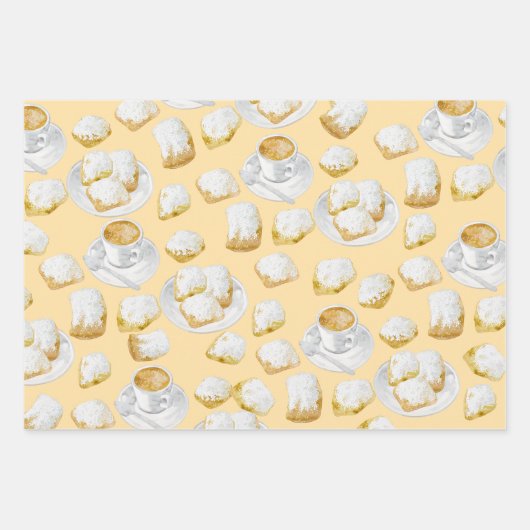 Beignets en koffie inpakpapier (Voorkant)