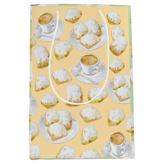 Beignets en koffie inpakpapier medium cadeauzakje (Voorkant)