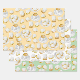 Beignets en koffie inpakpapier vel