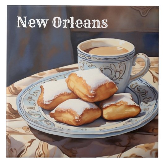 Beignets New Orleans Cuisine Baked Dessert Kitchen Tegeltje (Voorkant)