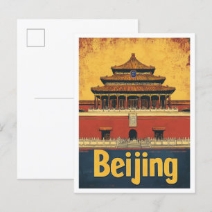 Beijing China Art Vintage Travel Illustratie Briefkaart