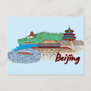 Beijing, China beroemde stad Briefkaart