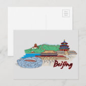 Beijing, China beroemde stad Briefkaart (Voorkant / Achterkant)