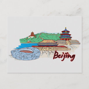Beijing, China beroemde stad Briefkaart