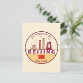 Beijing China City Skyline Embleem Briefkaart (Staand voorkant)