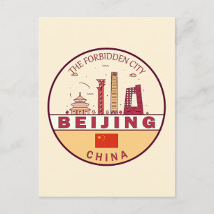 Beijing China City Skyline Embleem Briefkaart
