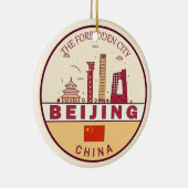 Beijing China City Skyline Embleem Keramisch Ornament (Rechts)