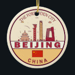 Beijing China City Skyline Embleem Keramisch Ornament<br><div class="desc">Beijing minimalistische,  kleurrijke kunst ontwerp met monumenten en bezienswaardigheden van de stad in China.</div>