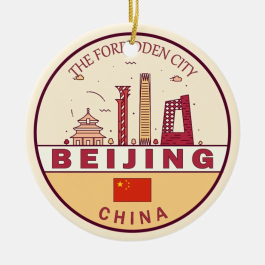 Beijing China City Skyline Embleem Keramisch Ornament (Voorkant)