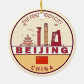 Beijing China City Skyline Embleem Keramisch Ornament (Achterkant)