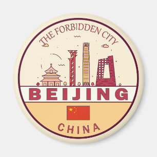 Beijing China City Skyline Embleem Magneet