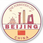 Beijing China City Skyline Embleem Sticker (Voorkant)
