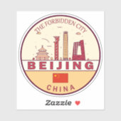 Beijing China City Skyline Embleem Sticker (Vel)