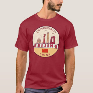 Beijing China City Skyline Embleem T-shirt