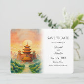 Beijing China Destination Wedding Save The Date (Staand voorkant)