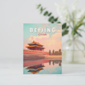 Beijing China Illustration Travel Art Vintage Briefkaart (Staand voorkant)