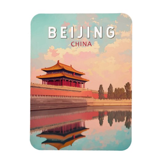 Beijing China Illustration Travel Art Vintage Magneet (Verticaal)