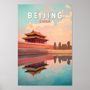 Beijing China Illustration Travel Art Vintage Poster