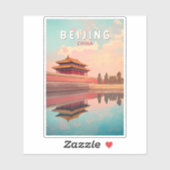 Beijing China Illustration Travel Art Vintage Sticker (Vel)