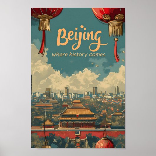Beijing China Kunst Reizen Illustratie Poster (Voorkant)