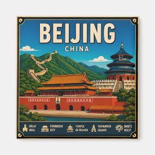 🧲 Beijing China Reis Souvenir Voor Bezoekers 🧲 Magneet