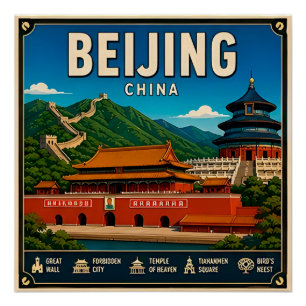 🧲 Beijing China Reis Souvenir Voor Bezoekers 🧲 Perfect Poster