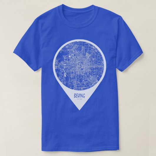 Beijing China Stadsplattegrond Reizen Pin T-shirt (Design voorkant)