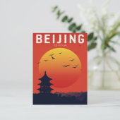 Beijing China Tempel Zonsondergang Briefkaart (Staand voorkant)
