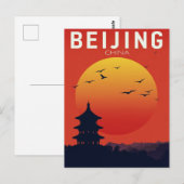 Beijing China Tempel Zonsondergang Briefkaart (Voorkant / Achterkant)