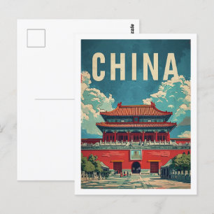 Beijing China Tiongkok Vintage Beroemde Reisplaats Briefkaart