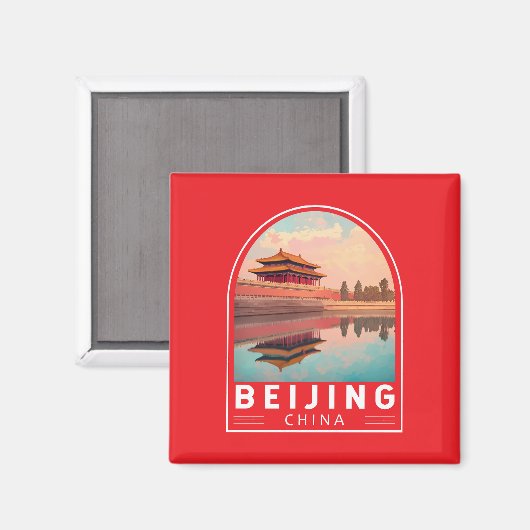 Beijing China Travel Art Emblem Magneet (Voorkant / Achterkant)