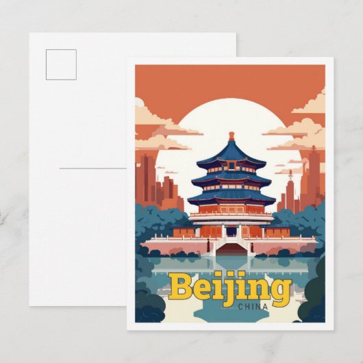 Beijing China Travel Illustratie Briefkaart (Voorkant / Achterkant)