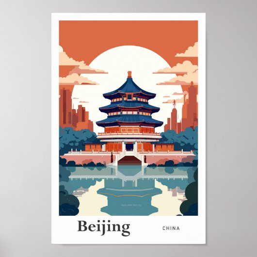 Beijing China Travel Illustratie Poster (Voorkant)