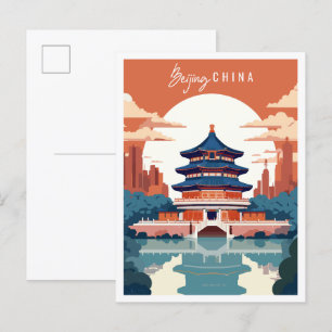Beijing China vintage reisillustratie Briefkaart