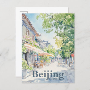 Beijing China Waterverf Schilderreis Briefkaart