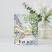 Beijing China Waterverf Schilderreis Briefkaart (Staand voorkant)
