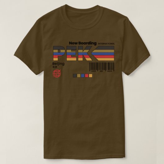  Beijing PEK Airport Label Retro Travel Chi T-shirt (Design voorkant)