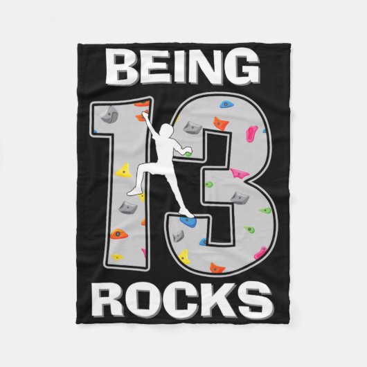 Being 13 Years Old Rocks Rock Climber 13th Birthda Fleece Deken (Voorkant)