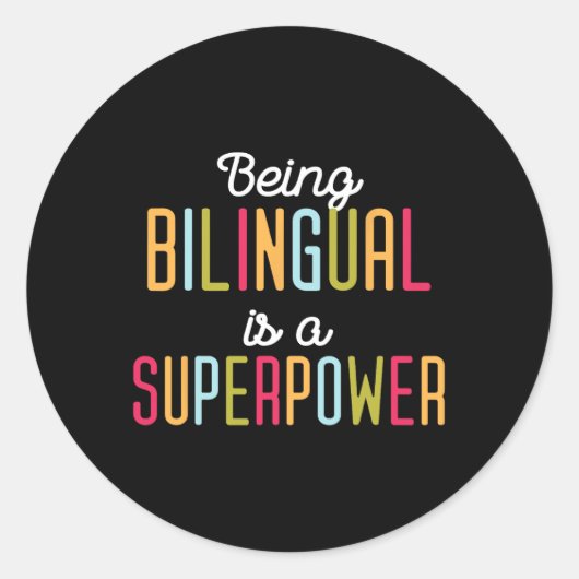 Being Bilingual Is A Superpower Dual Language Bili Ronde Sticker (Voorkant)