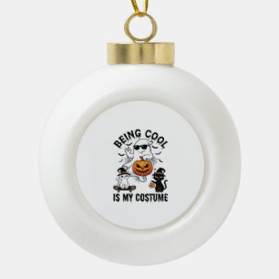 Being Cool Is Kostuum Halloween Geest Pompoen Kat_ Keramische Bal Ornament