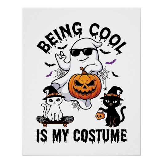 Being Cool Is Kostuum Halloween Geest Pompoen Kat_ Perfect Poster (Voorkant)