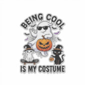 Being Cool Is Kostuum Halloween Geest Pompoen Kat_ Sticker (Voorkant)